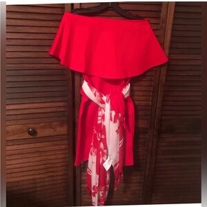 Red Off Shoulder Dress - Size Large